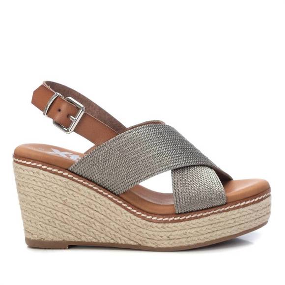 NEW XTI women's jute wedge sandals in grey - Picture 1 of 1
